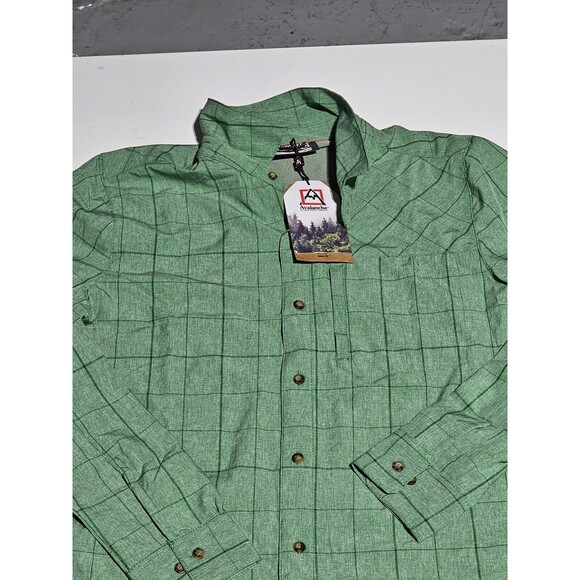 New Avalanche Outdoor Supply Green Plaid Men's Long Shirt Size MEDIUM - Picture 3 of 7
